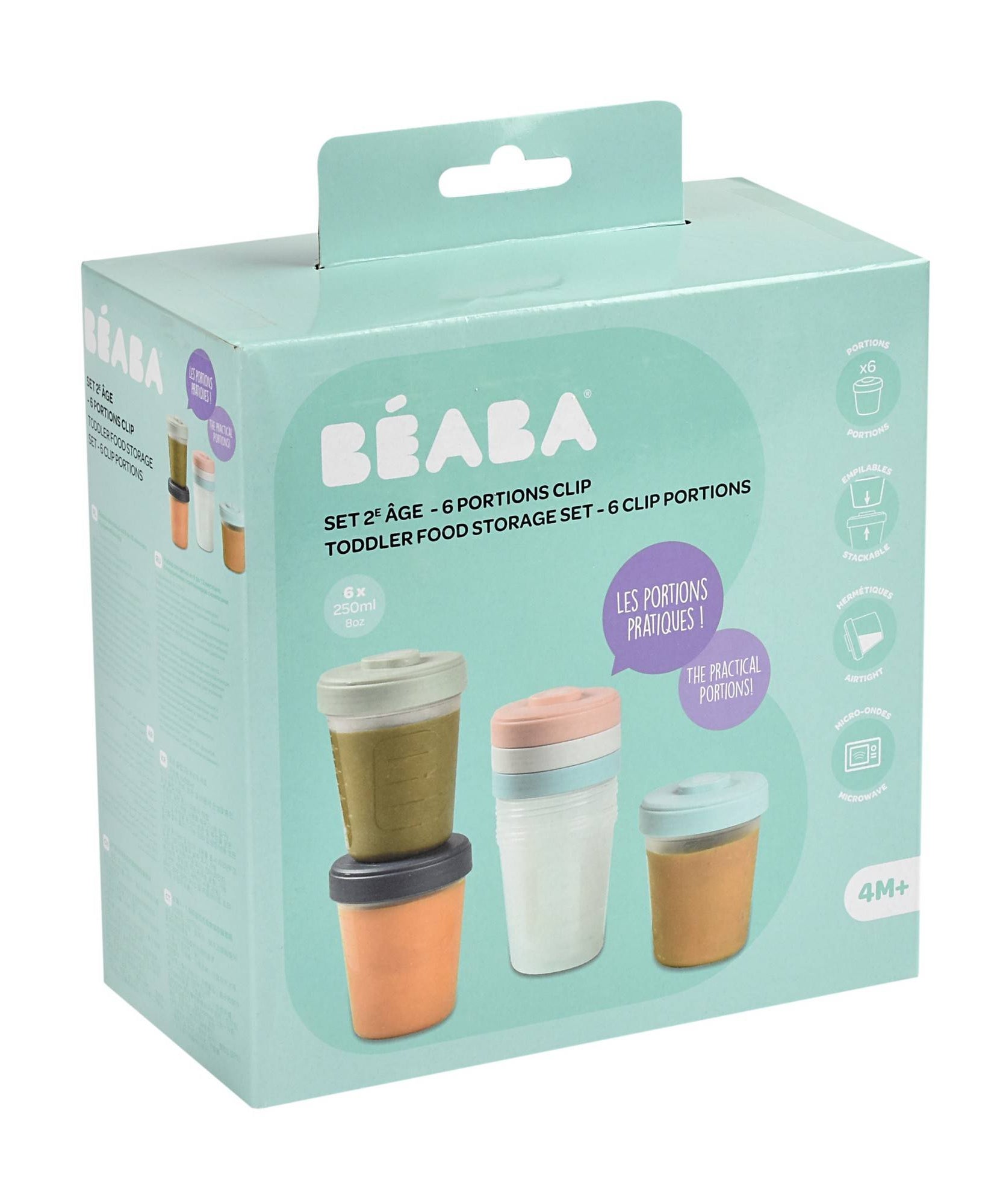 Beaba Toddler Food Storage Set 6 Clip Portions - 6*250ml