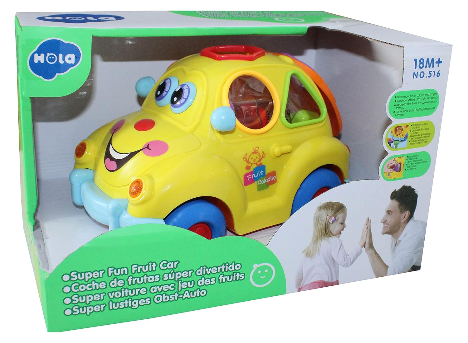 Hola Super Fun Fruit Car - Interactive Shape Sorter & Learning Toy for Toddlers 18M+