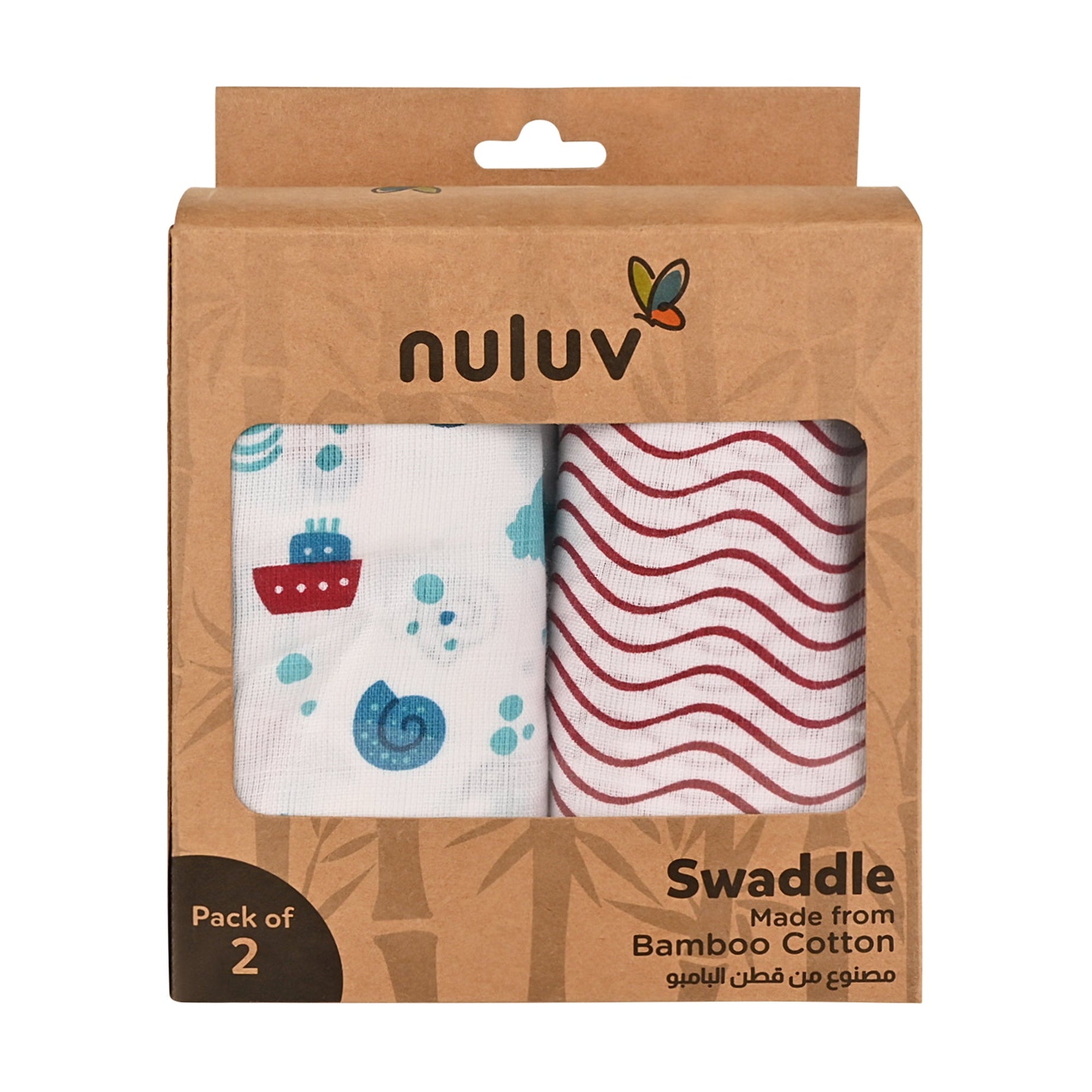 Nuluv Multicolor Red Anchor Swaddle Wrap for Infants 0-6 Months (Bamboo Cotton) -47x47 Inches