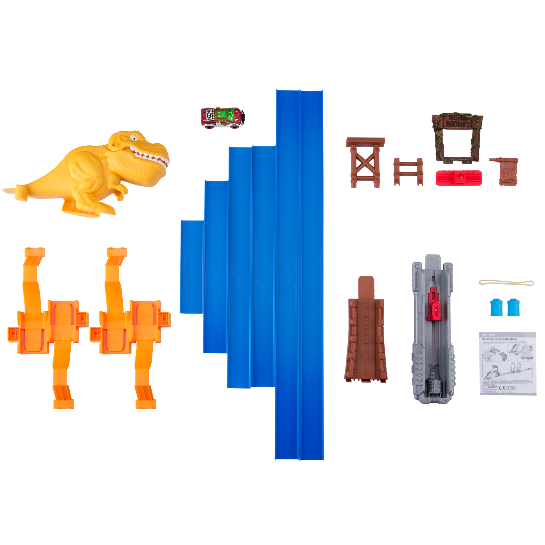 Zuru Metal Machines T-Rex Attack Building Trackset with Powerful Launcher, Double 360 Loops & Mini Racing Car – 2.63m/8.63ft Track Length