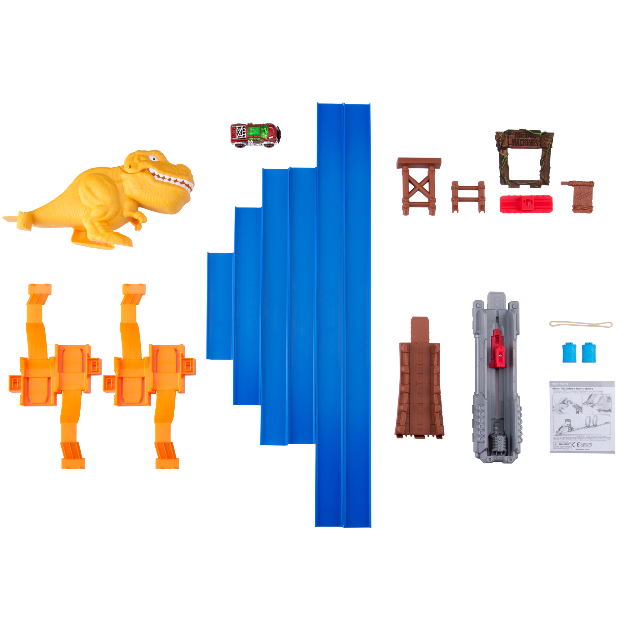 Zuru Metal Machines T-Rex Attack Building Trackset with Powerful Launcher, Double 360 Loops & Mini Racing Car – 2.63m/8.63ft Track Length