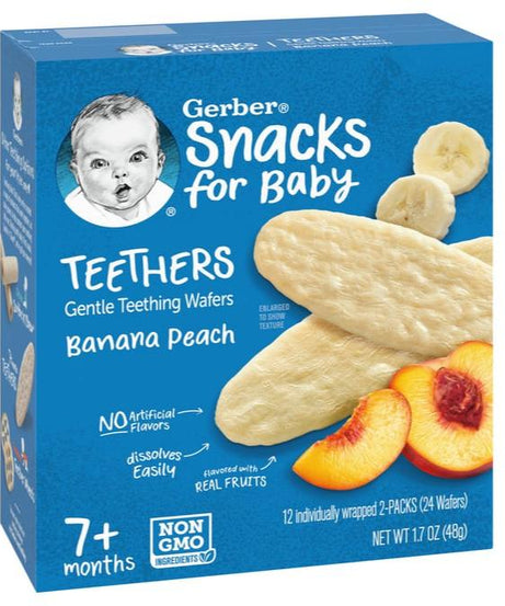 Gerber Snacks for Baby Teethers Banana Peach | Gentle Teething Wafers (7+ Months) - Healthy Snacks for teething Babies - MINIMEE KIDS