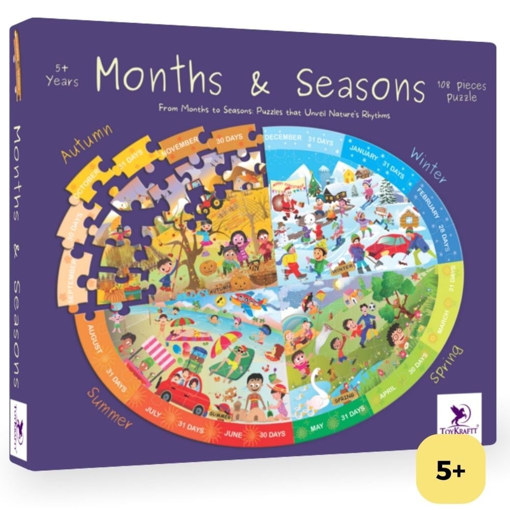 Toykraft Months & Seasons Educational Puzzles for Kids Ages 5 and Above | Four Seasons Jigsaw Puzzle | 108 Pieces - MINIMEE KIDS