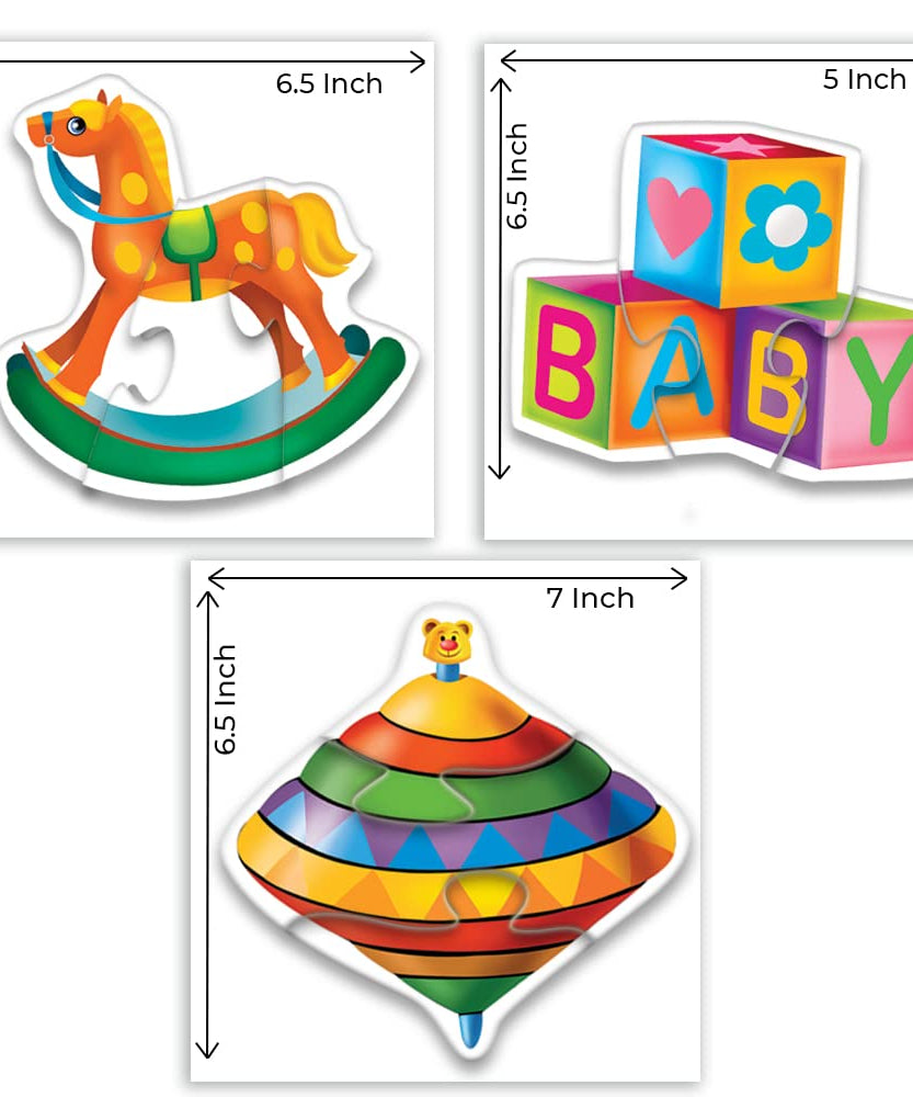 Toykraft My First Toys Puzzle Colorful, Engaging & Educational Six 3-Piece Puzzles Jigsaw for Ages 24+ Months - MINIMEE KIDS