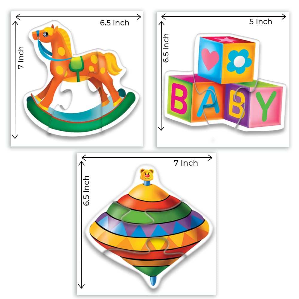 Toykraft My First Toys Puzzle Colorful, Engaging & Educational Six 3-Piece Puzzles Jigsaw for Ages 24+ Months - MINIMEE KIDS