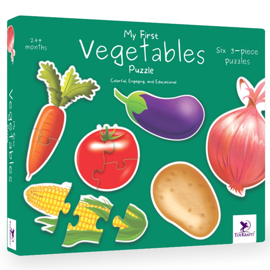 Toykraft My First Vegetables Puzzle Colorful, Engaging & Educational Six 3-Piece Puzzles Jigsaw for Ages 24+ Months