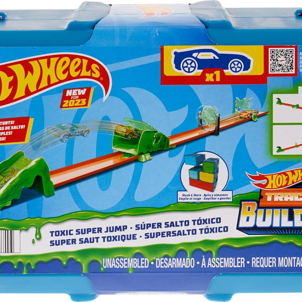 Hot Wheels Track Builder Toxic Super Jump Track Set – Includes 1 Hot Wheels Vehicle – For Kids 4+ Years