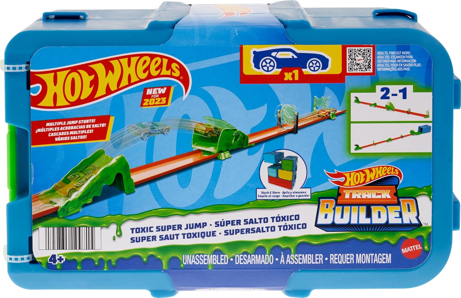 Hot Wheels Track Builder Toxic Super Jump Track Set – Includes 1 Hot Wheels Vehicle – For Kids 4+ Years