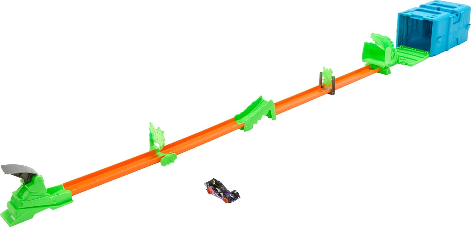 Hot Wheels Track Builder Toxic Super Jump Track Set – Includes 1 Hot Wheels Vehicle – For Kids 4+ Years