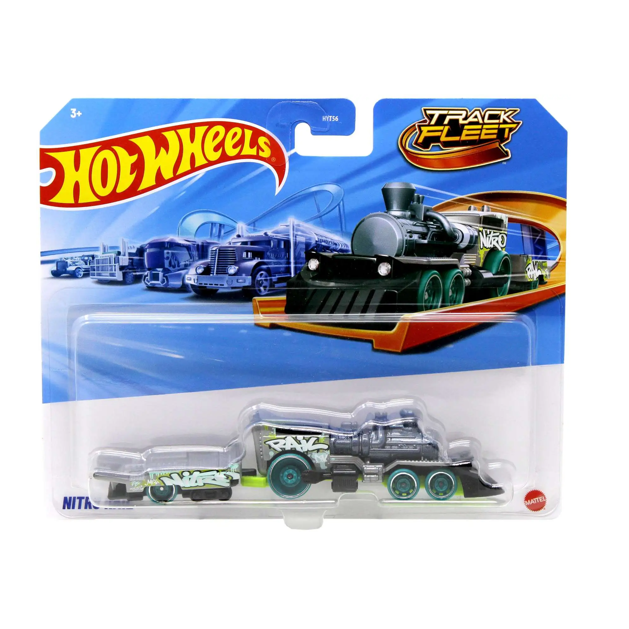 Hot Wheels Track Fleet: Nitro Rail | Die-Cast Steam Engine Hauler with Detachable Trailer | for Kids & Collectors Aged 3+