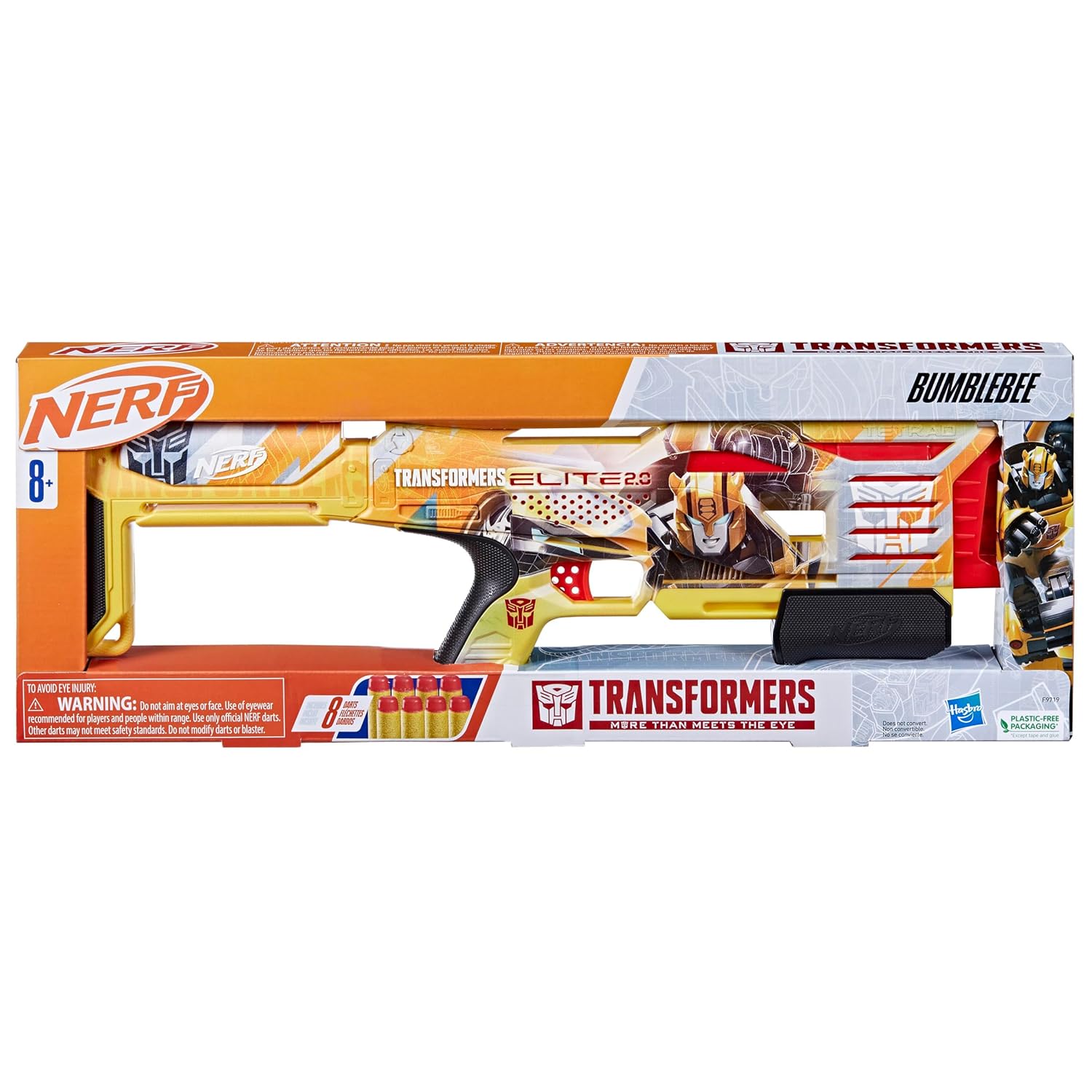 Nerf Bumblebee Transformers Elite 2.0 Dart Blaster | Non-Convertible with 8 Darts | Gifts for 8 Year Old Boys & Girls