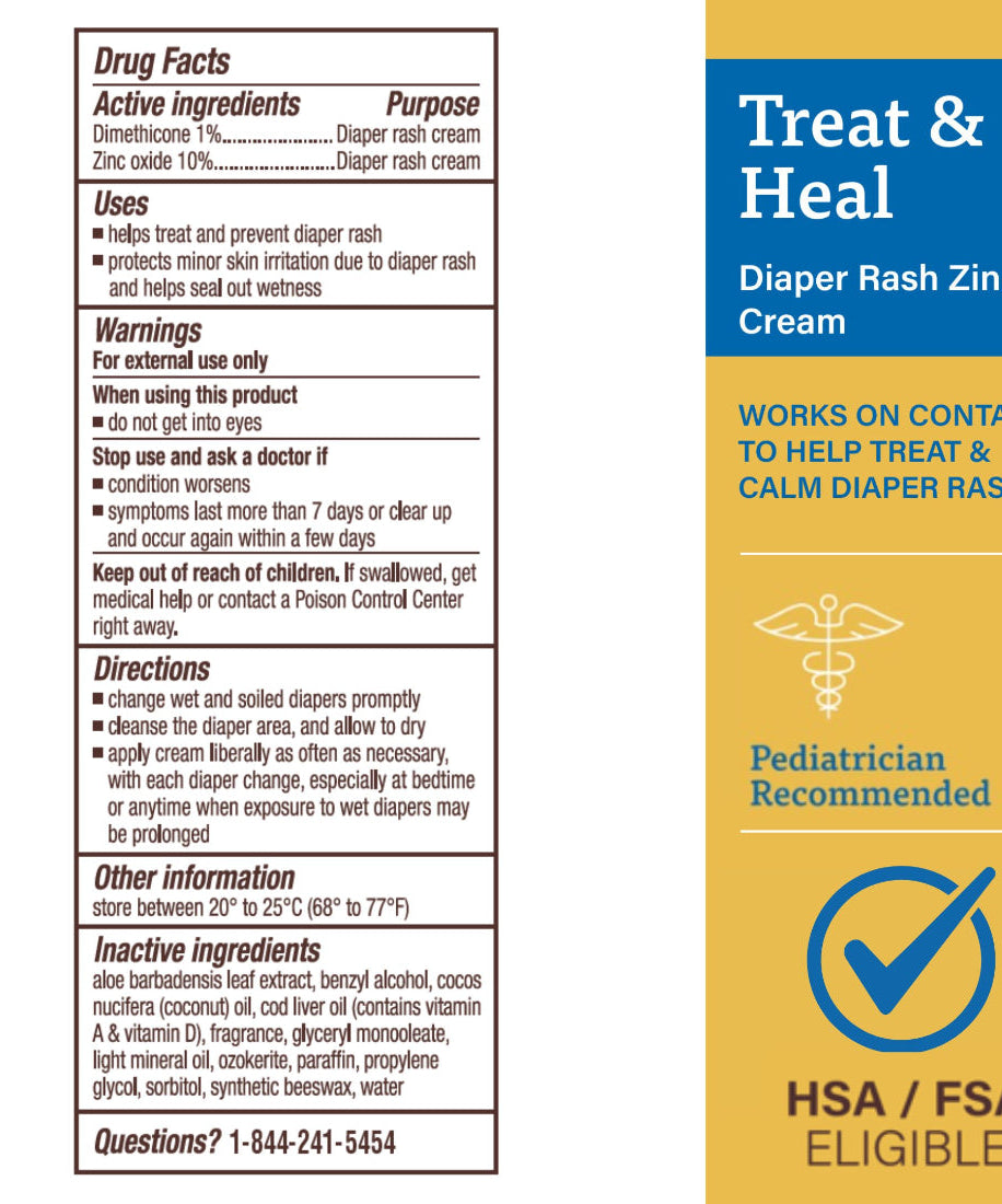 A+D Treat & Heal Diaper Rash Cream with Zinc Oxide 10% & Dimethicone 1% (4 oz / 113g) – Fast-Acting Pediatrician Recommended Rash Treatment with Vitamins A+D and Aloe Vera, Calms on Contact - MINIMEE KIDS