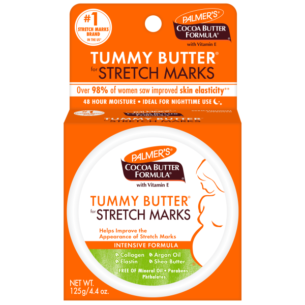 Palmer’s Cocoa Butter Formula Tummy Butter for Pregnancy Stretch Marks – 125g | Intensive Nighttime Moisturizer with Vitamin E, Argan Oil & Collagen for Skin Elasticity & Scar Reduction
