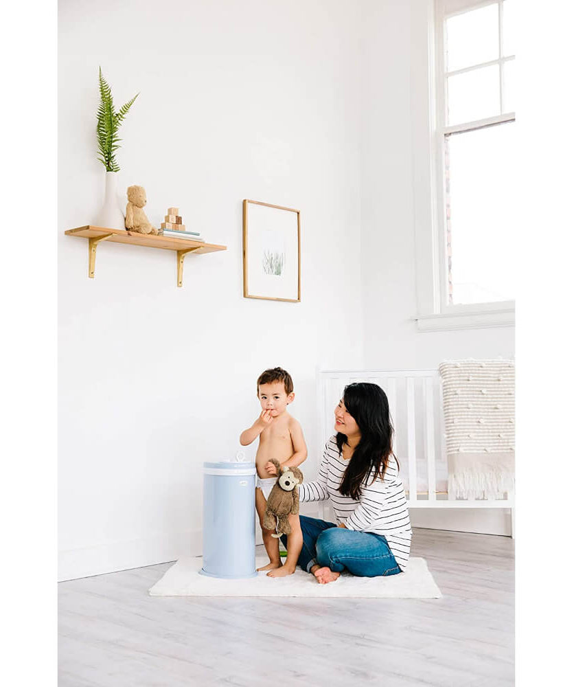 Ubbi Steel Diaper Pail - Cloudy Blue | Stylish and Durable Diaper Disposal Solution for Parents | Perfect for Modern Nurseries