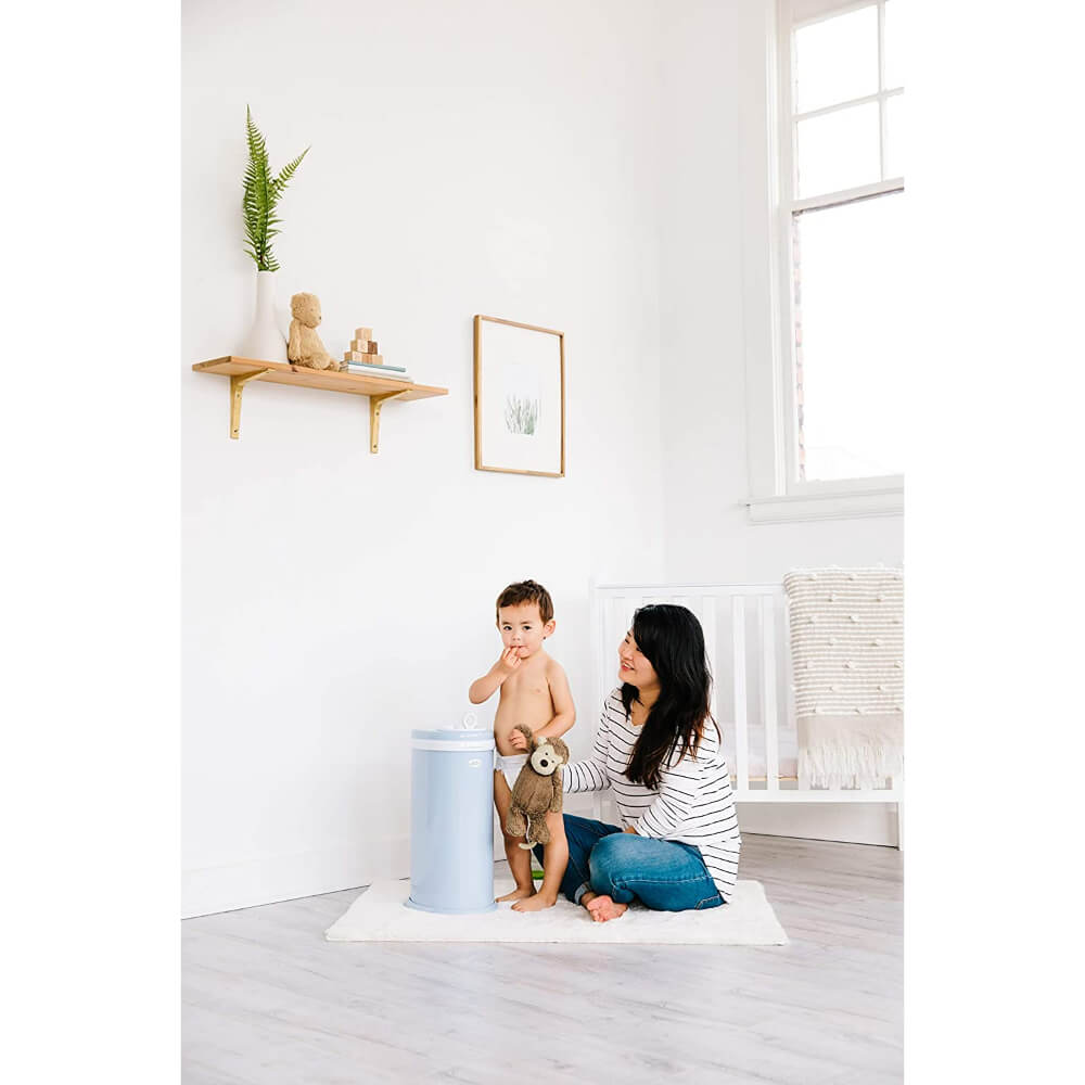 Ubbi Steel Diaper Pail - Cloudy Blue | Stylish and Durable Diaper Disposal Solution for Parents | Perfect for Modern Nurseries