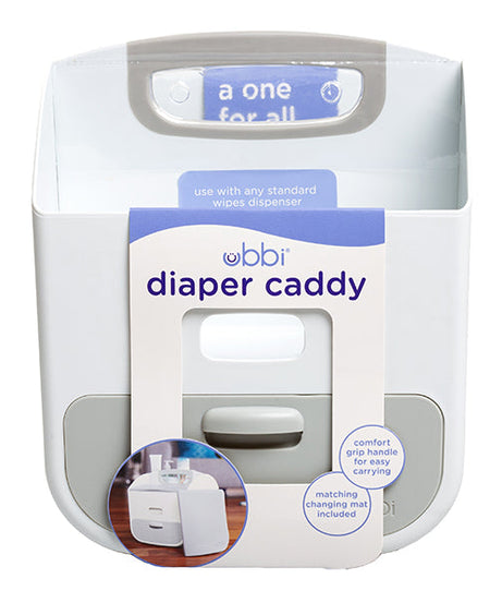 Ubbi Portable Diaper Changing Station & Caddy Organizer with Folding Mat | Diaper Storage for Baby Wipes & Accessories | Gray