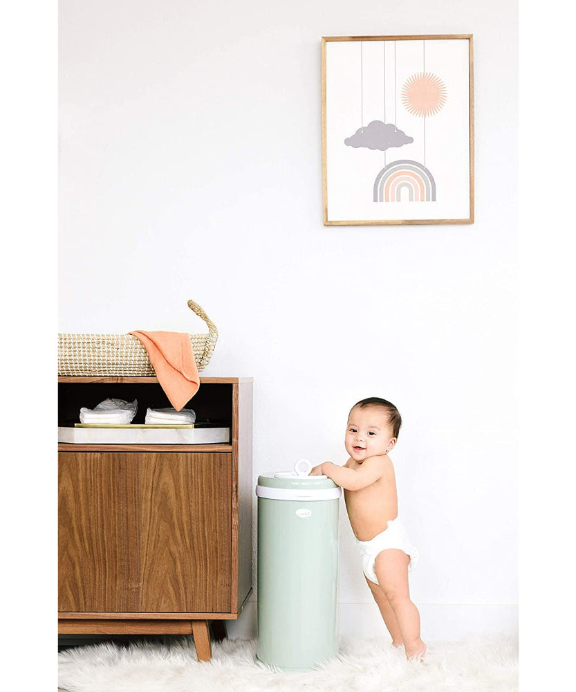 Ubbi Steel Odor Locking Diaper Pail - Sage Green | Keeps Odors Contained