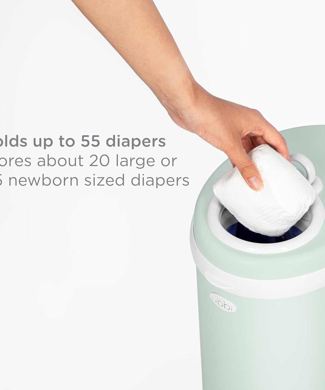 Ubbi Steel Odor Locking Diaper Pail - Sage Green | Keeps Odors Contained