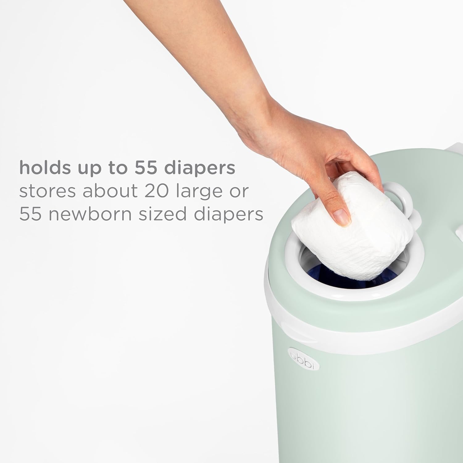Ubbi Steel Odor Locking Diaper Pail - Sage Green | Keeps Odors Contained