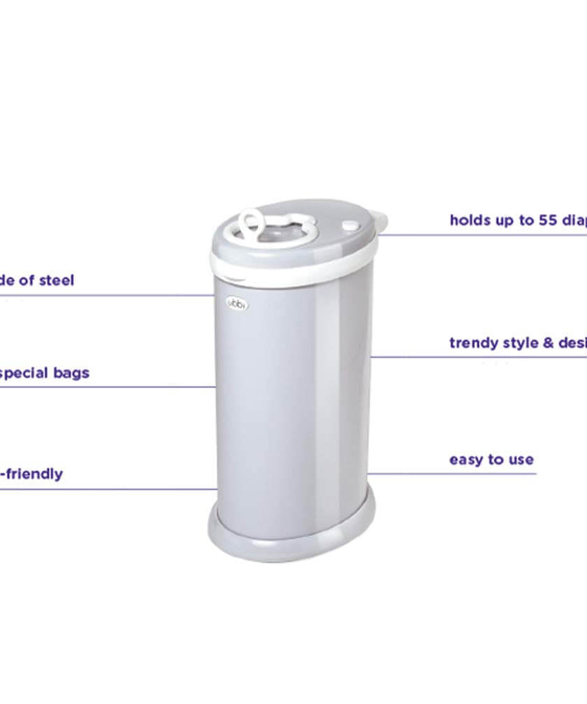 Ubbi Steel Diaper Pail – Slate | Odor Locking, Eco-Friendly, Modern Design, No Special Bags Needed - MINIMEE KIDS