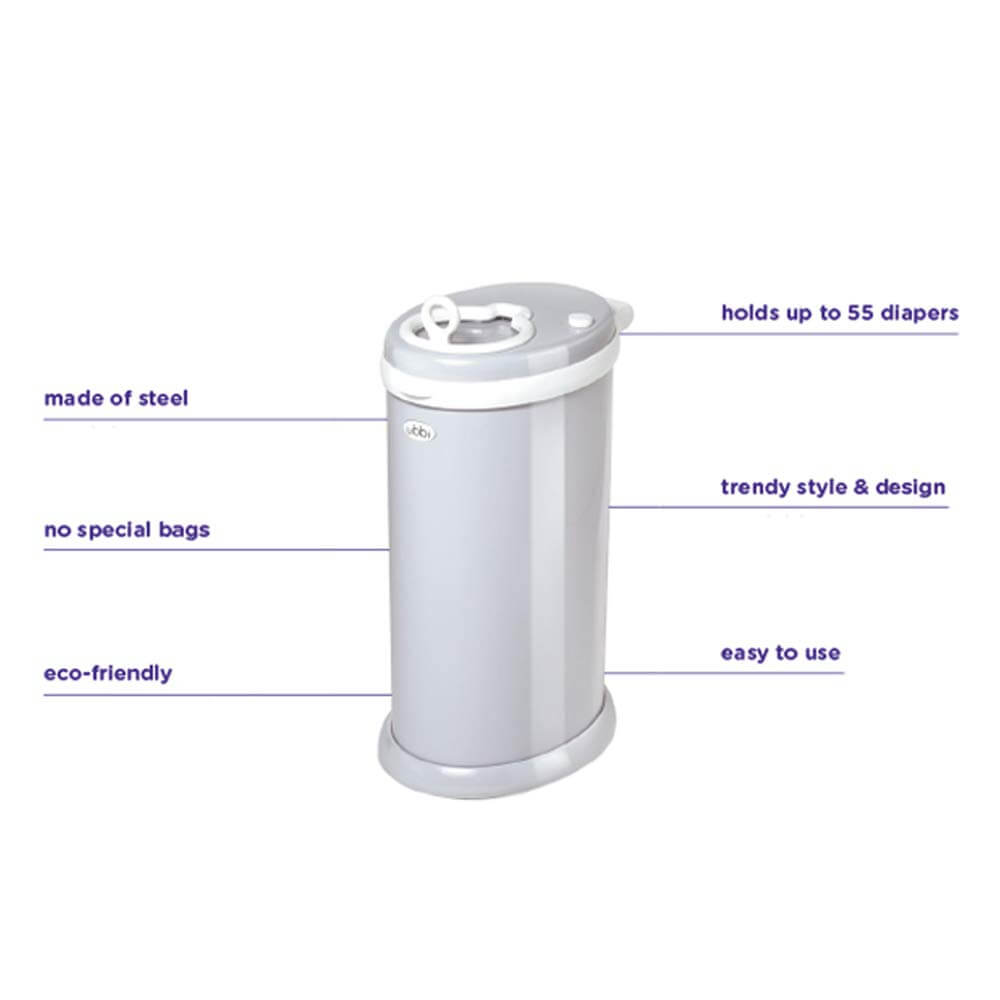 Ubbi Steel Diaper Pail – Slate | Odor Locking, Eco-Friendly, Modern Design, No Special Bags Needed