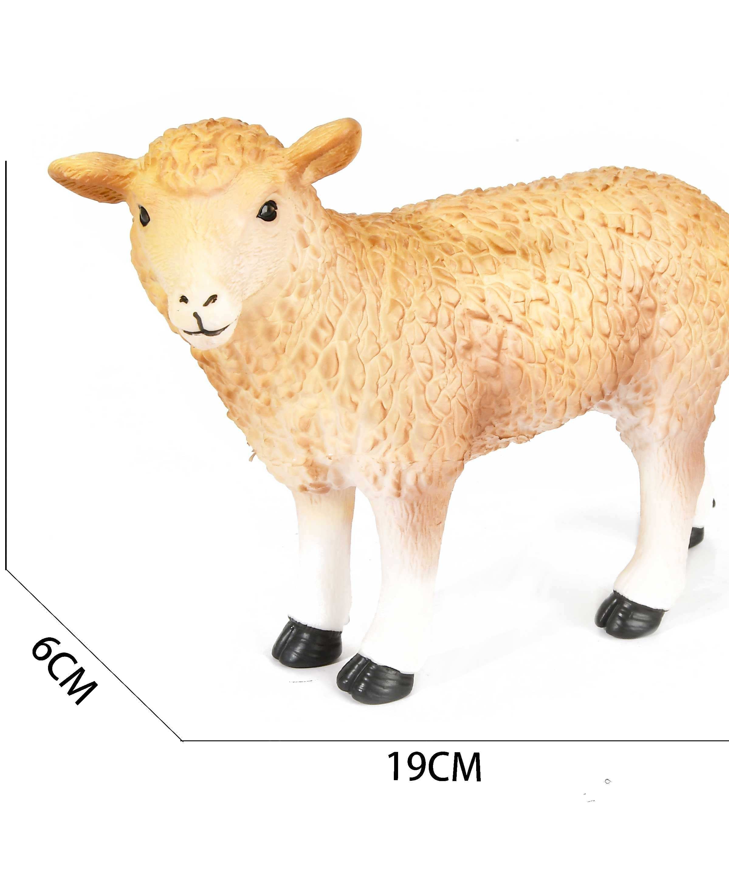 Sheep figurine with dimensions on a white background