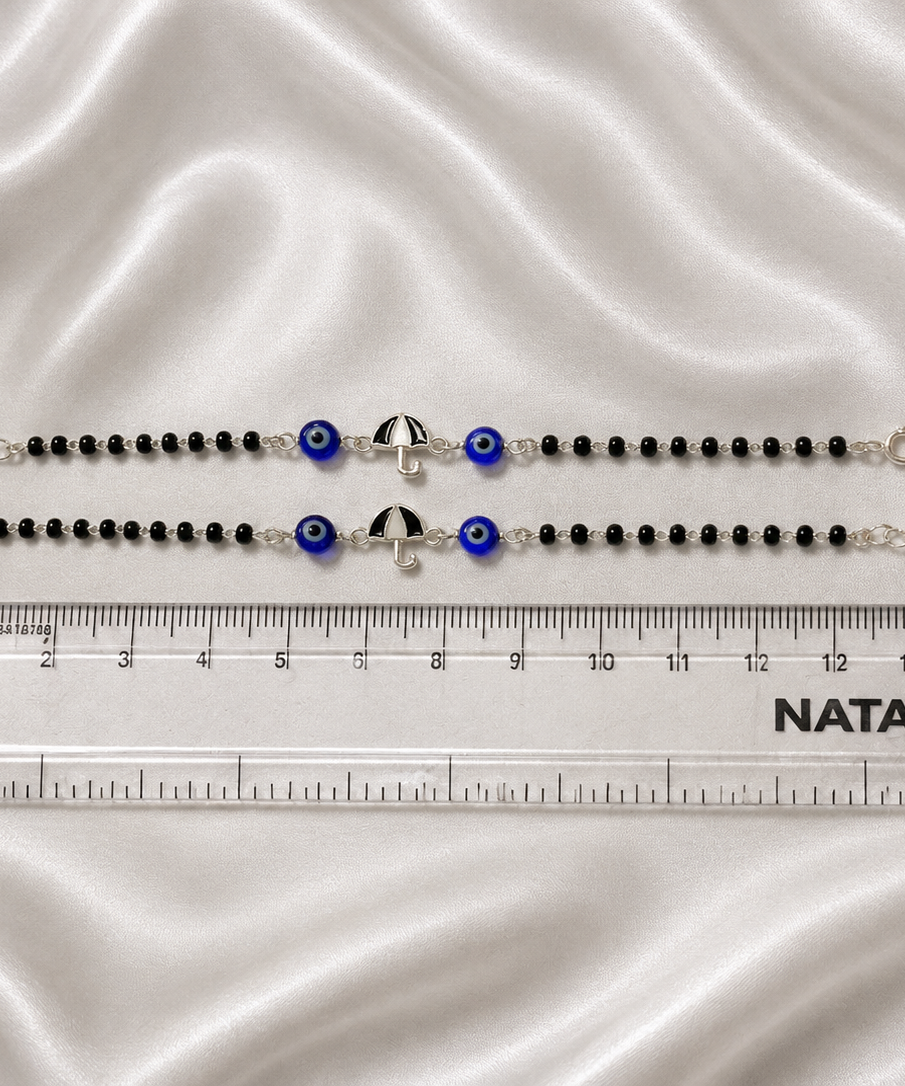 Protective Umbrella Enamel Nazariya - 925 Sterling Silver Evil Eye Bracelet for Kids