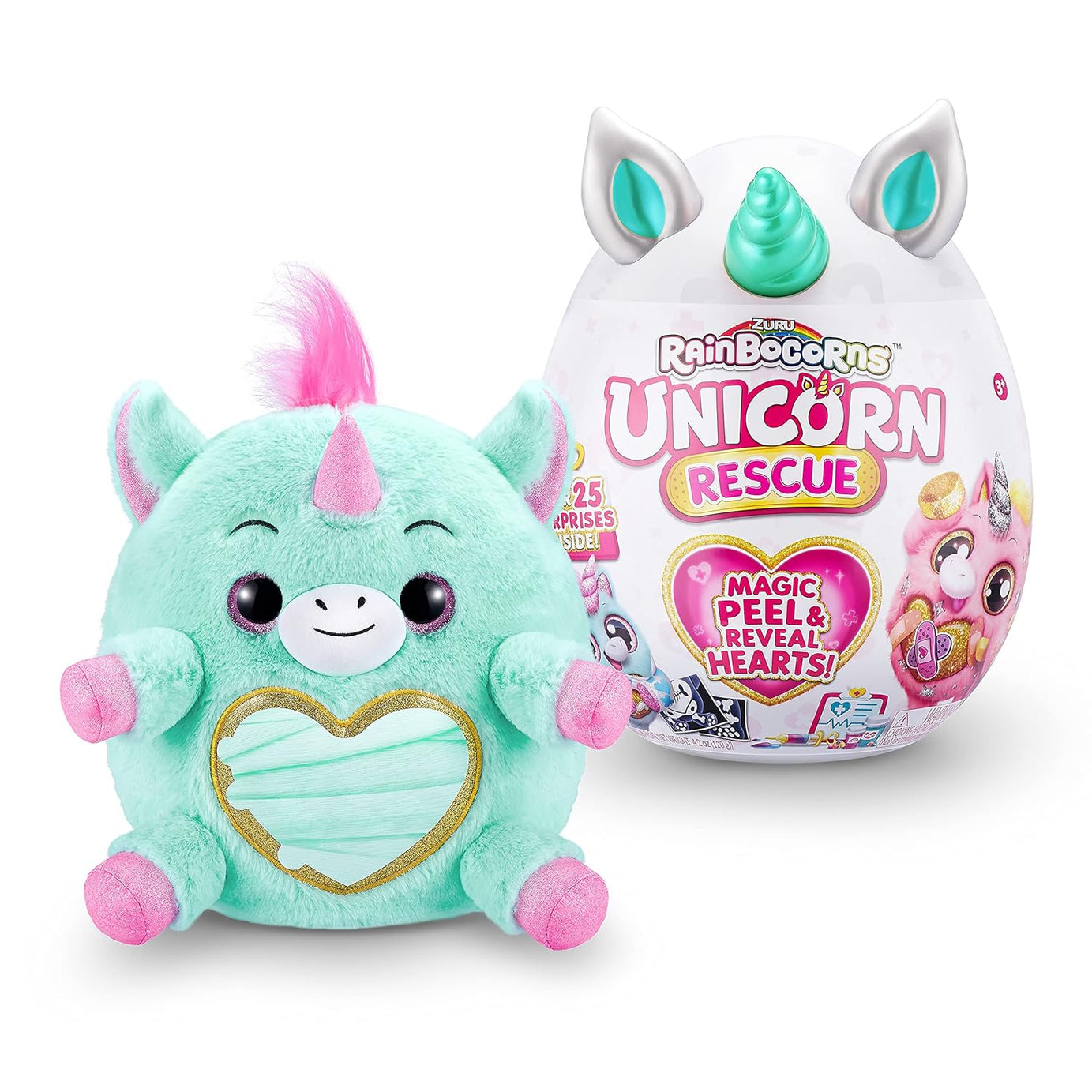 Rainbocorns Unicorn Rescue Surprise, Disco - Collectible Plush in Giant Egg with Over 25 Magical Surprises Inside, 35 cm Cuddle Plush Stuffed Animal, Rings, Stickers, and Wearable Accessories