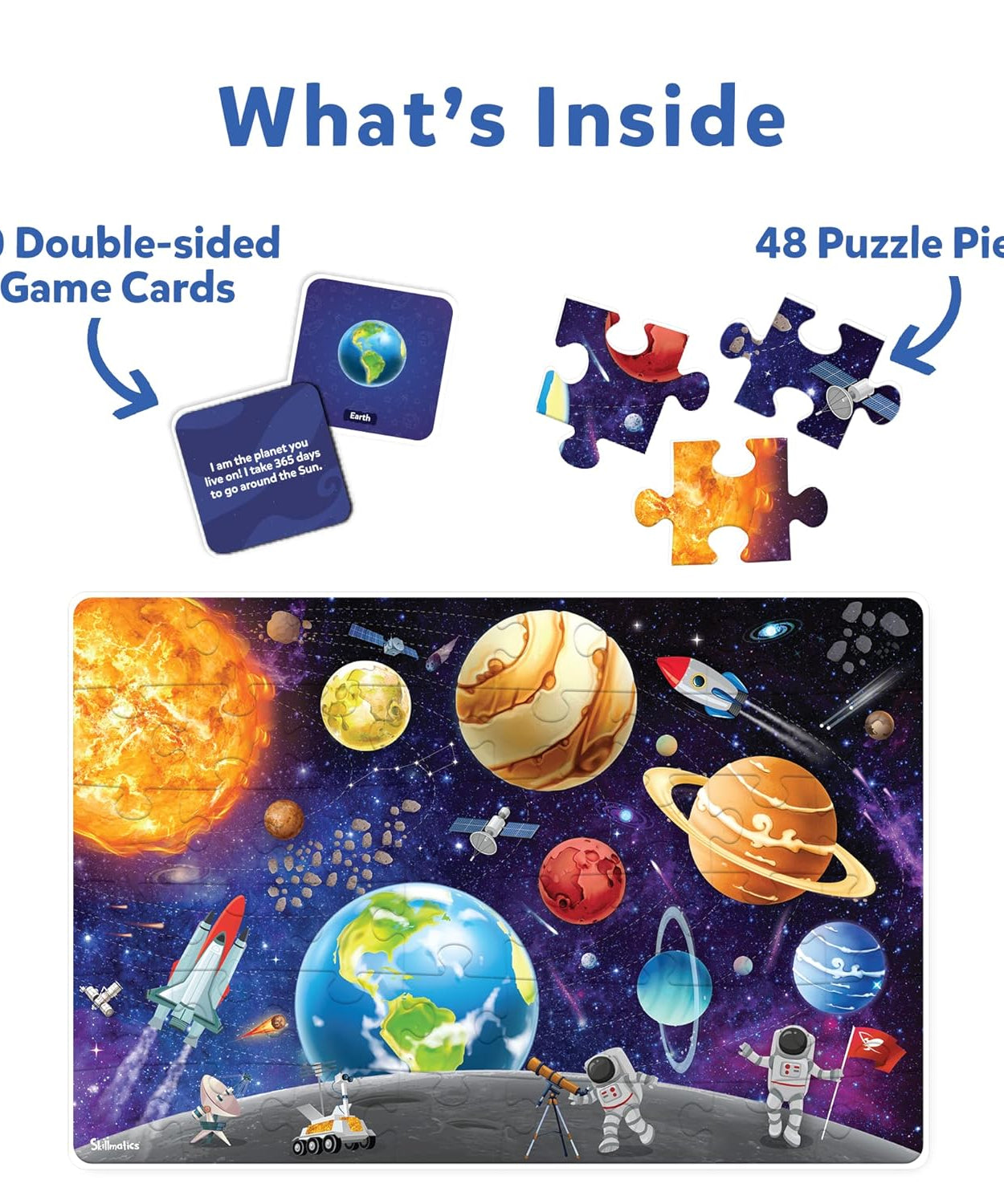 Skillmatics Piece & Play: Up In Space | Educational Floor Puzzle & Game for Kids Ages 3-7 | Explore the Universe with 48 Jumbo Pieces
