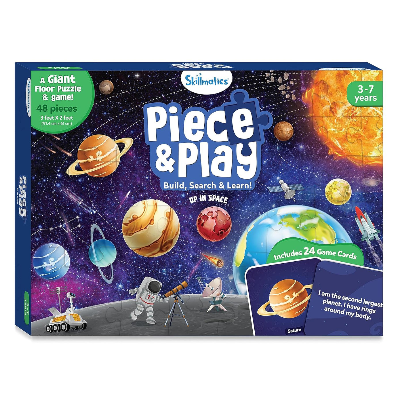 Skillmatics Piece & Play: Up In Space | Educational Floor Puzzle & Game for Kids Ages 3-7 | Explore the Universe with 48 Jumbo Pieces