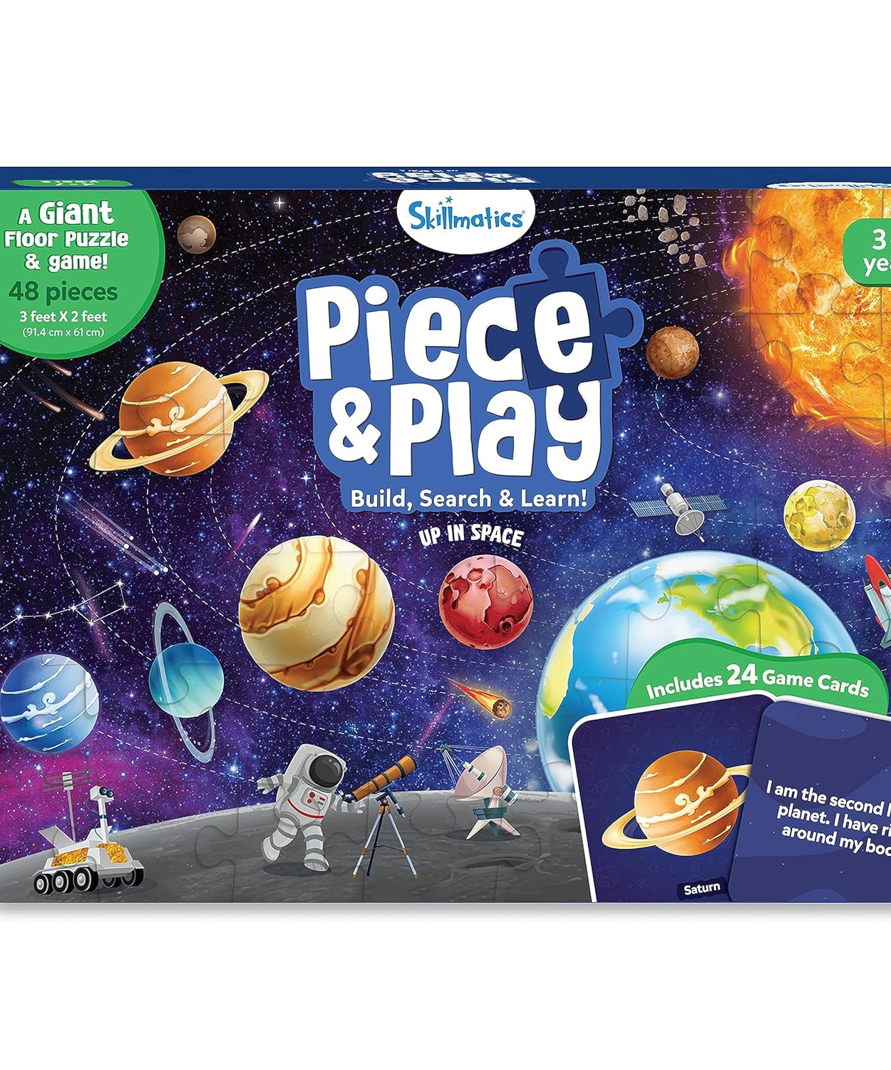 Skillmatics Piece & Play: Up In Space | Educational Floor Puzzle & Game for Kids Ages 3-7 | Explore the Universe with 48 Jumbo Pieces