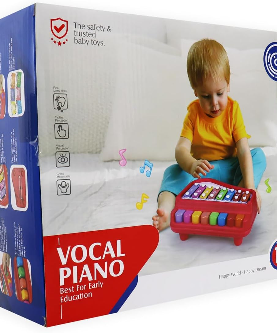 Huanger Vocal Piano Musical Learning Xylophone Keyboard Toy for 18+ Months Kids - Multi-Color - MINIMEE KIDS