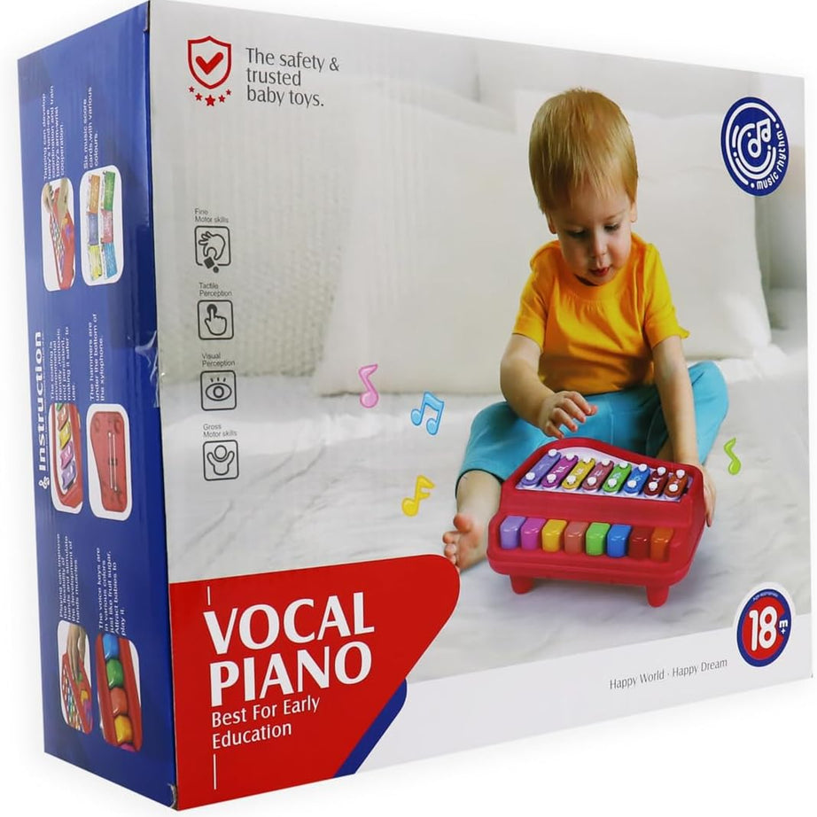 Huanger Vocal Piano Musical Learning Xylophone Keyboard Toy for 18+ Months Kids - Multi-Color - MINIMEE KIDS