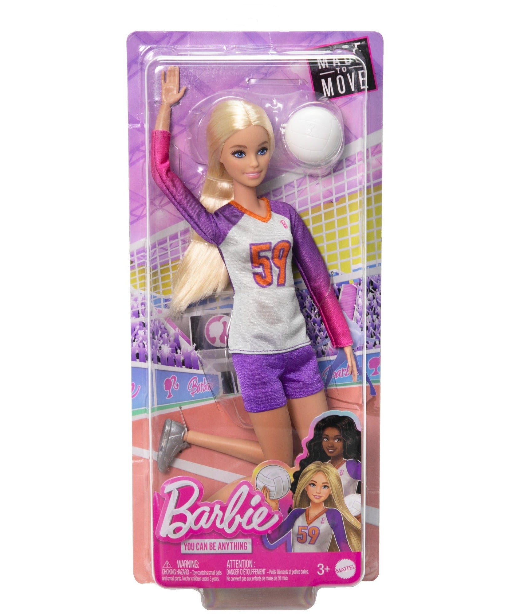 Barbie Made to Move Career - You can be Anything Volleyball Player Doll with Uniform, Ball & 22 Flexible Joints for Realistic Poses – Sports Doll for Kids 3+ Years | HKT72 - MINIMEE KIDS
