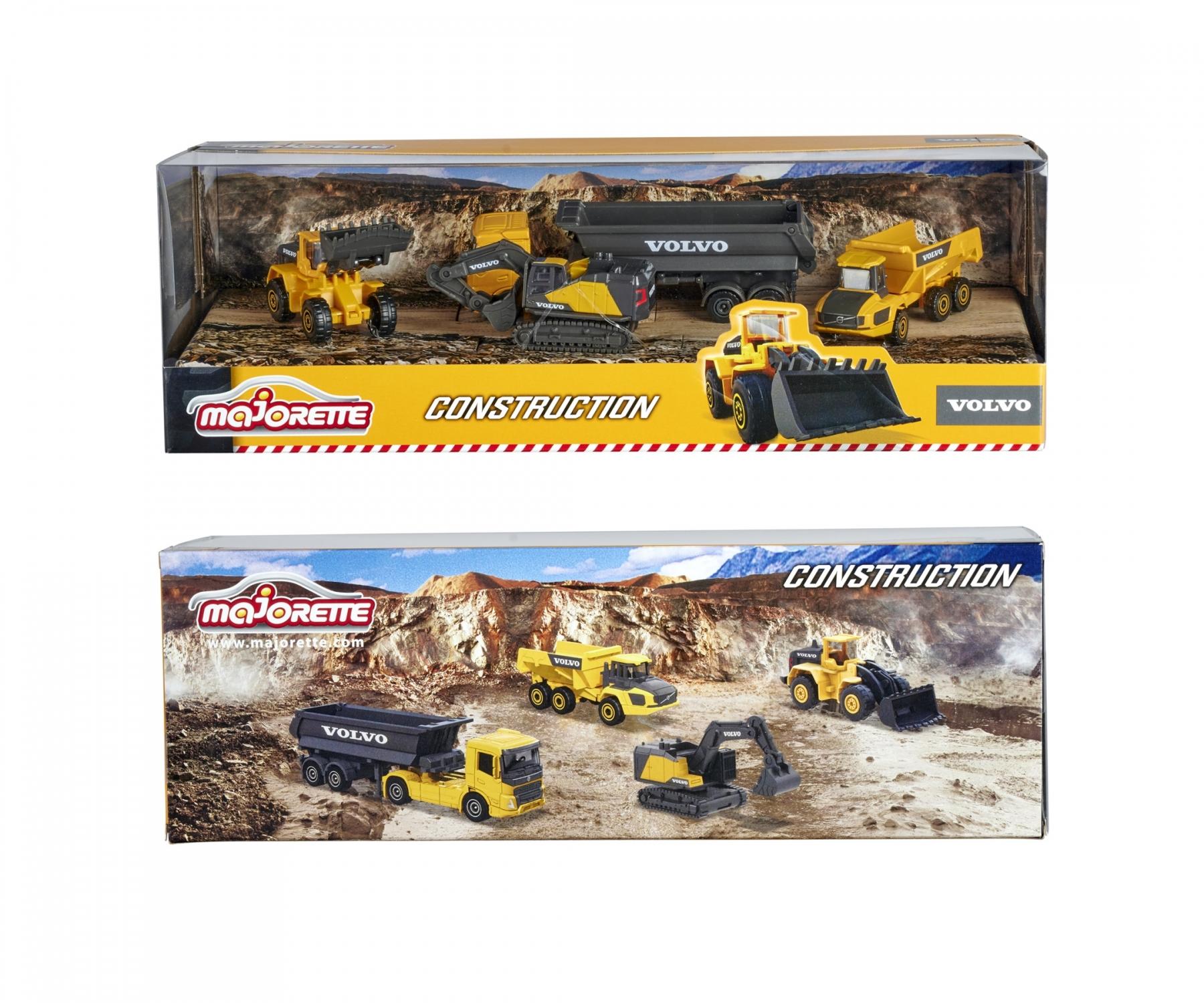 Majorette Volvo Construction 4-Piece Gift Pack – Officially Licensed Volvo Die-Cast Metal Vehicles – Excavator, Wheel Loader, Dump Truck & Hauler – Movable Parts – Freewheel Action – Kids 3+ & Collectors