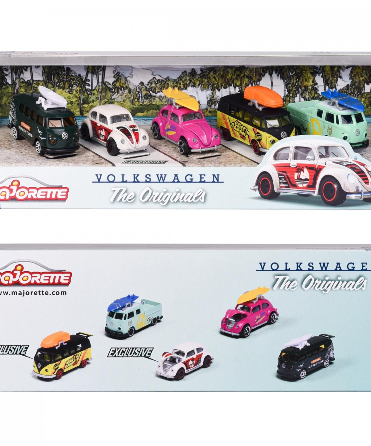 Majorette Volkswagen The Originals 5 Pieces Pack – 1:64 Scale Die-Cast Car Set | Includes Volkswagen Beetle, Volkswagen T1, and 2 Exclusive Models | Classic VW Collector’s Gift Set – 7.5 cm Metal Toy Cars for Kids 3+ Years