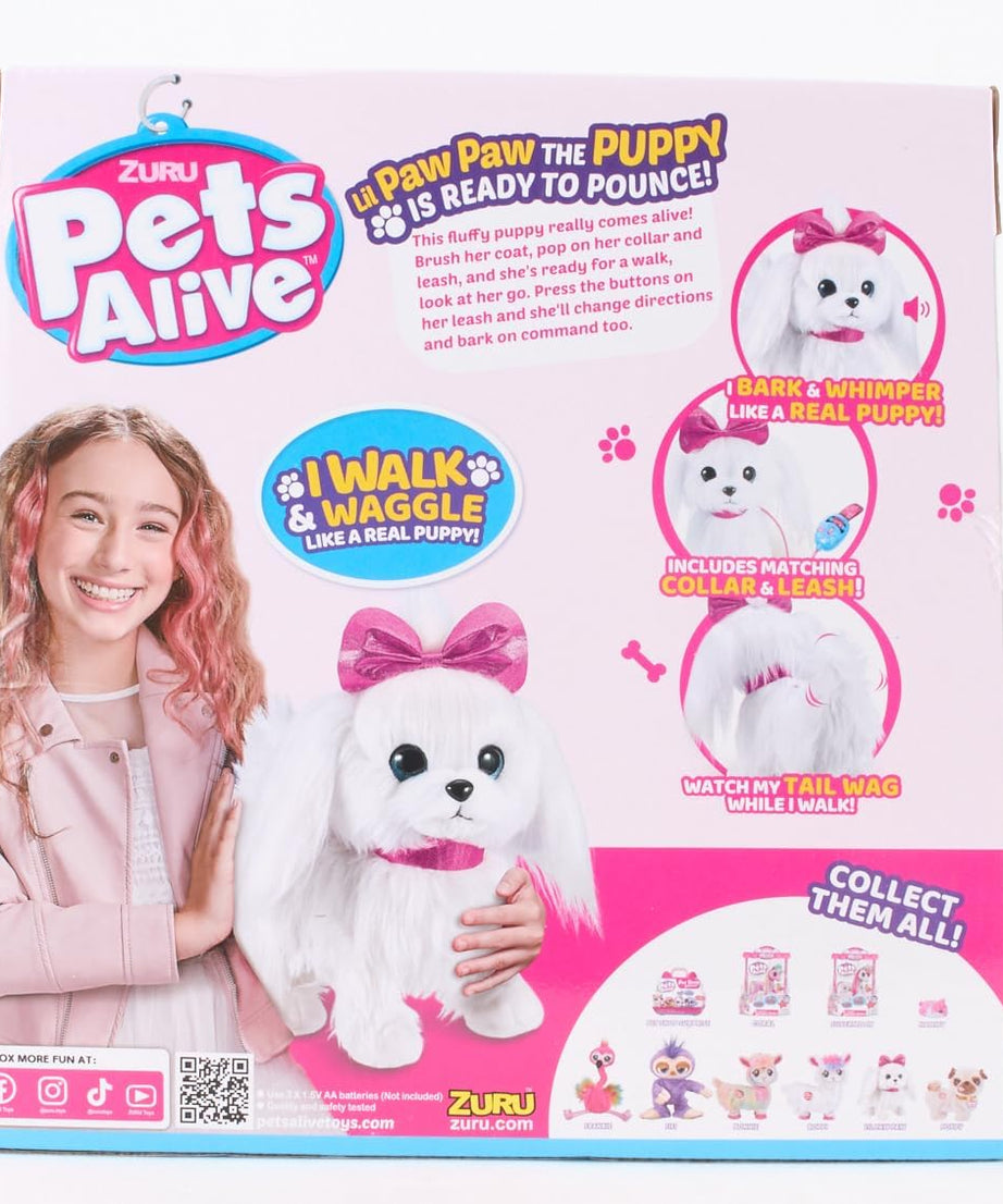 Zuru Pets Alive Lil Paw Paw The Walking Puppy - Interactive Walking and Barking Puppy Plush Toy for Kids 3+ Years