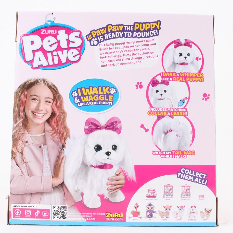Zuru Pets Alive Lil Paw Paw The Walking Puppy - Interactive Walking and Barking Puppy Plush Toy for Kids 3+ Years