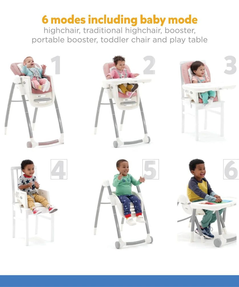 Joie Multiply 6-in-1 Convertible Highchair | Baby to Toddler Booster & Play Table | Adjustable Height & Recline | 6m-6y - Walnut Wood - MINIMEE KIDS