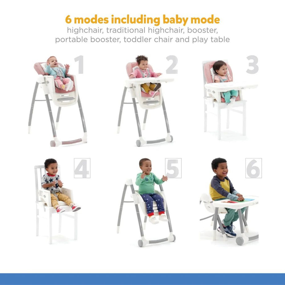 Joie Multiply 6-in-1 Convertible Highchair - Walnut Wood – Multi-Stage Baby to Toddler Feeding & Activity Seat with Adjustable Heights, Recline & Removable Tray
