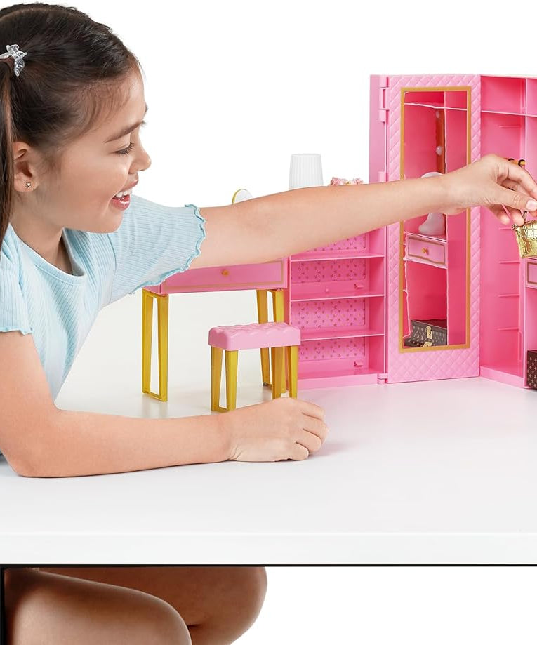 Zuru Mini Brands Mini Fashion Dream Wardrobe with Exclusive Metallic Mini Fashion Bag and 25+ Storage Areas for Doll Accessories - Perfect Gift for Fashionistas - MINIMEE KIDS