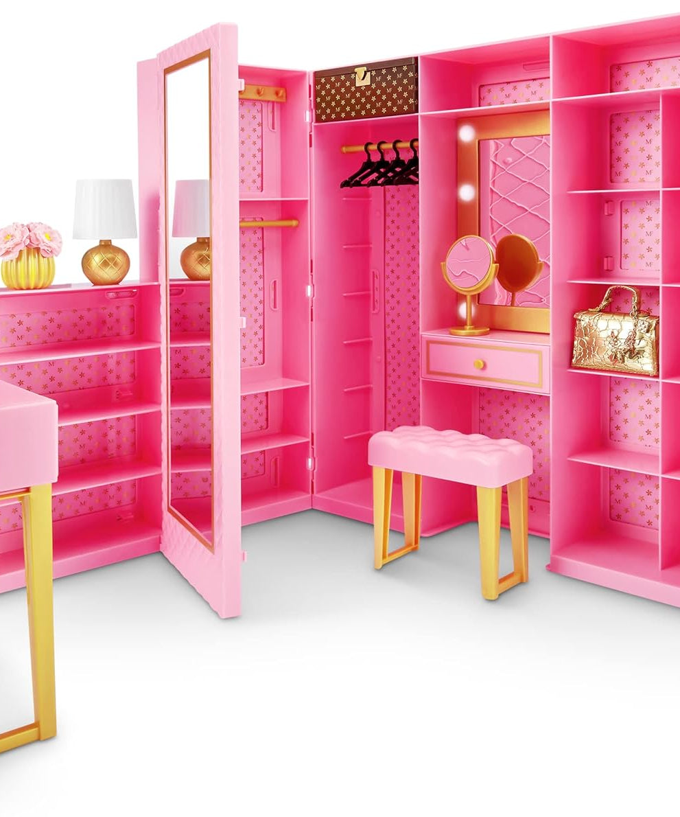 Zuru Mini Brands Mini Fashion Dream Wardrobe with Exclusive Metallic Mini Fashion Bag and 25+ Storage Areas for Doll Accessories - Perfect Gift for Fashionistas - MINIMEE KIDS