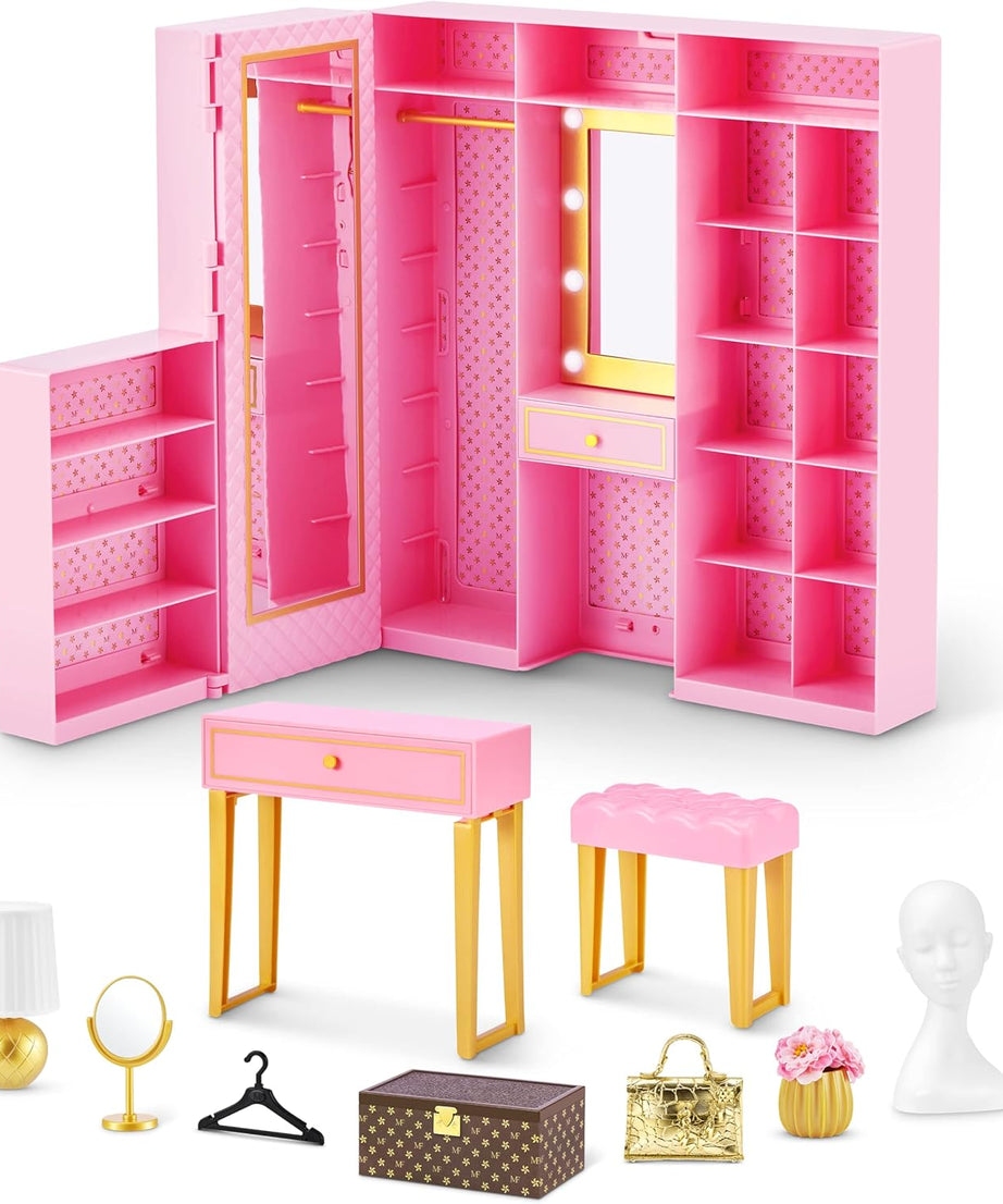 Zuru Mini Brands Mini Fashion Dream Wardrobe with Exclusive Metallic Mini Fashion Bag and 25+ Storage Areas for Doll Accessories - Perfect Gift for Fashionistas - MINIMEE KIDS