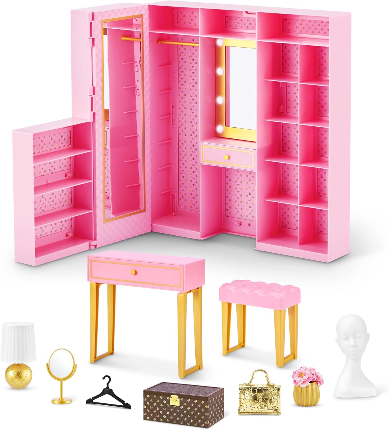 Zuru Mini Brands Mini Fashion Dream Wardrobe with Exclusive Metallic Mini Fashion Bag and 25+ Storage Areas for Doll Accessories - Perfect Gift for Fashionistas
