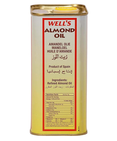 Well's 100% Pure Almond Oil (800ml) - Imported from Spain | Sweet Almond Oil for Skin, Hair & Baby Massage | Vitamin E Rich Nourishment & Memory Support - MINIMEE KIDS