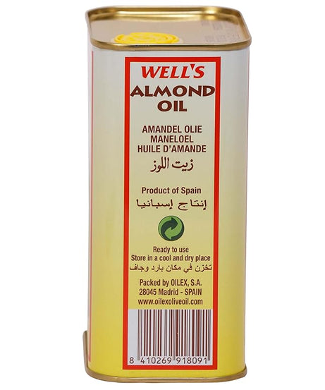 Well's 100% Pure Almond Oil (800ml) - Imported from Spain | Sweet Almond Oil for Skin, Hair & Baby Massage | Vitamin E Rich Nourishment & Memory Support - MINIMEE KIDS