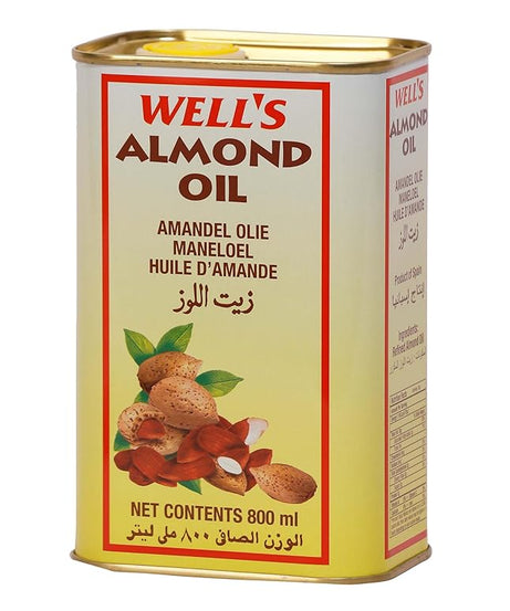 Well's 100% Pure Almond Oil (800ml) - Imported from Spain | Sweet Almond Oil for Skin, Hair & Baby Massage | Vitamin E Rich Nourishment & Memory Support - MINIMEE KIDS