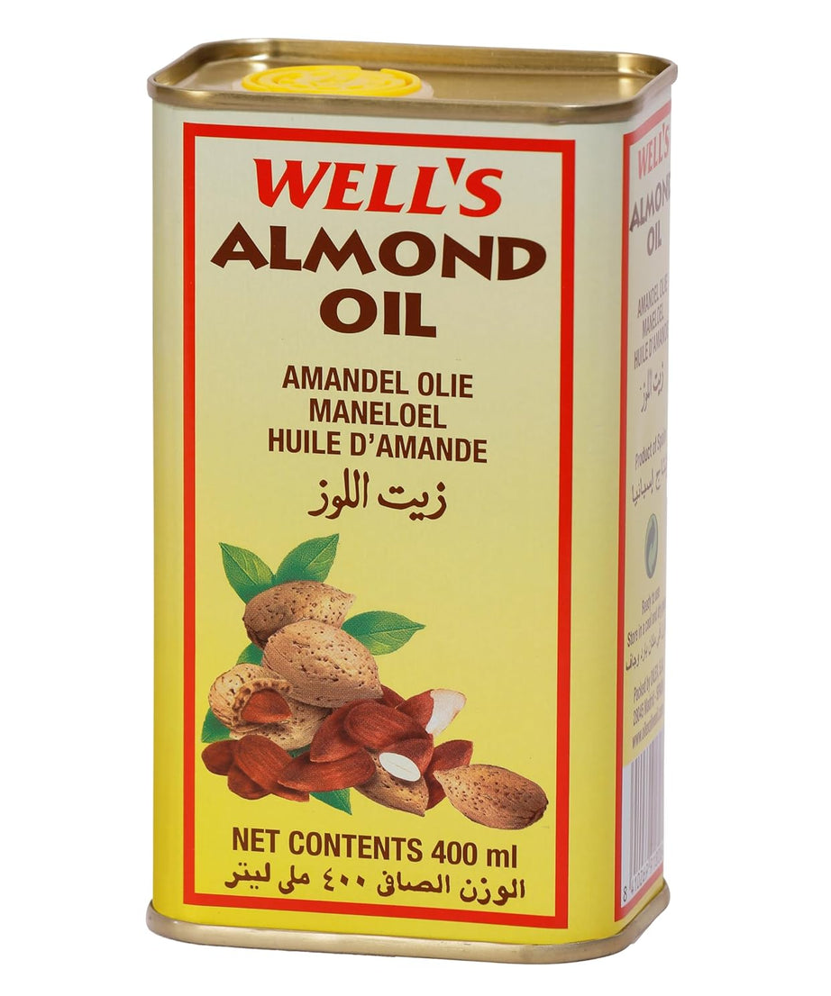 Well's Almond Oil 400ml - 100% Pure and Cold-Pressed Sweet Almond Oil Packed and Imported from Spain | Ideal for Skin, Hair, and Baby Massage | Nutrient-Rich and Vitamin E Enriched - MINIMEE KIDS