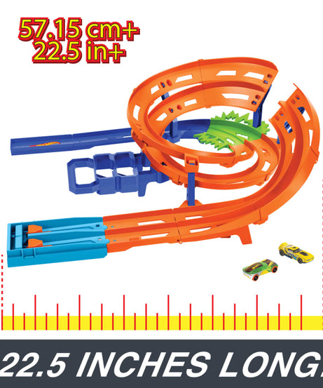 Hot Wheels Stunt Tracks - Whip Around Raceway | Race, Stunt & Crash - Includes 2 Hot Wheels Cars, Foldable Track for Storage, 4+ Years - MINIMEE KIDS