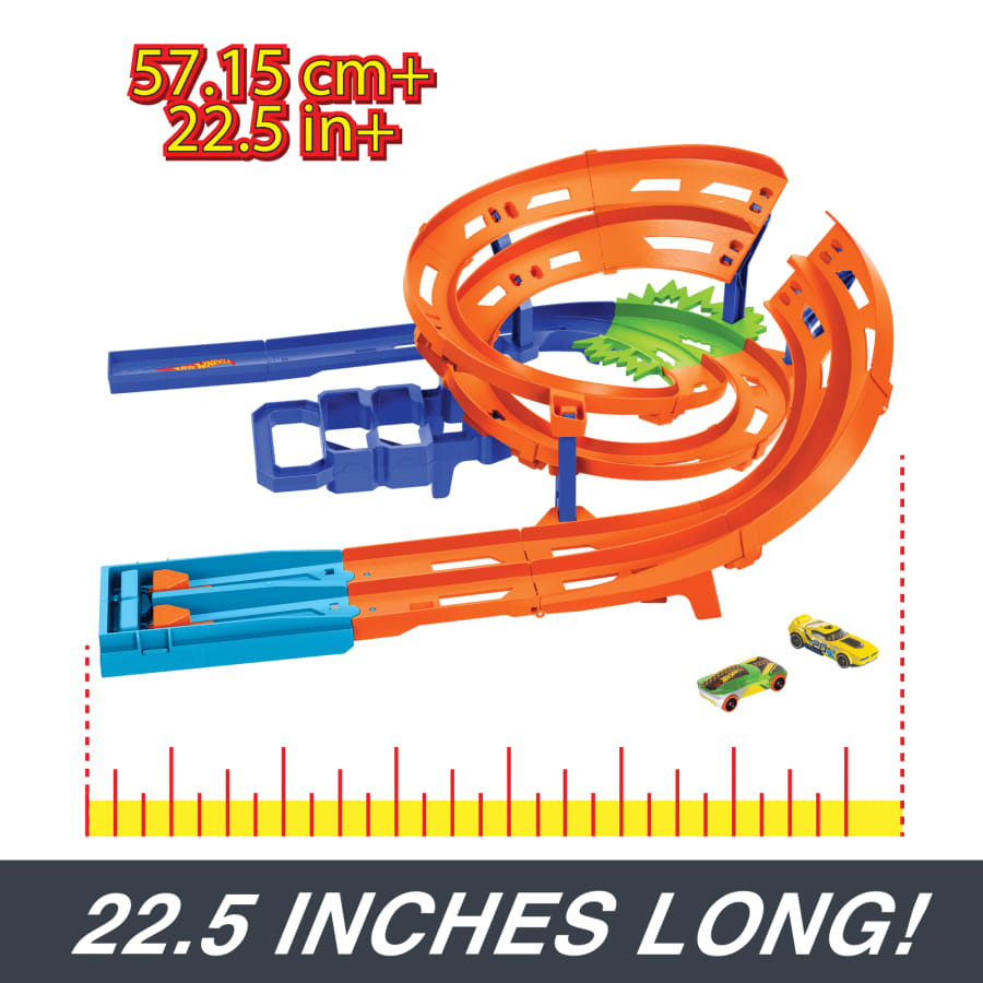 Hot Wheels Stunt Tracks - Whip Around Raceway | Race, Stunt & Crash - Includes 2 Hot Wheels Cars, Foldable Track for Storage, 4+ Years